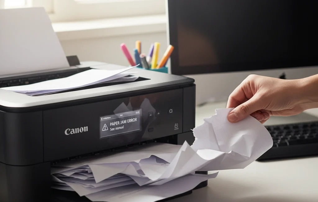 impressora puxando várias folhas